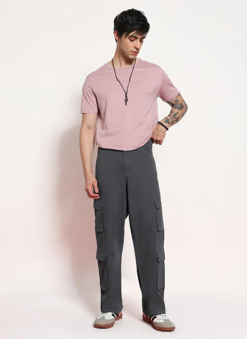 Urbano Fashion  Urbano Fashion Men's Steel Grey Loose Baggy Fit Cargo Chino Pant with 8 Pockets Stretchable for Men | Best Price UAE